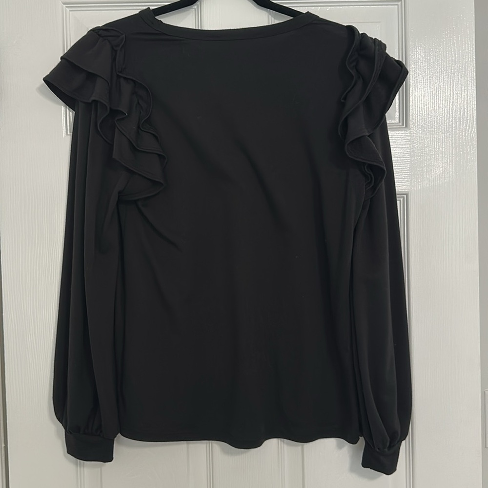 Entro Black Ruffle Sweater - Medium - Picture 3 of 5